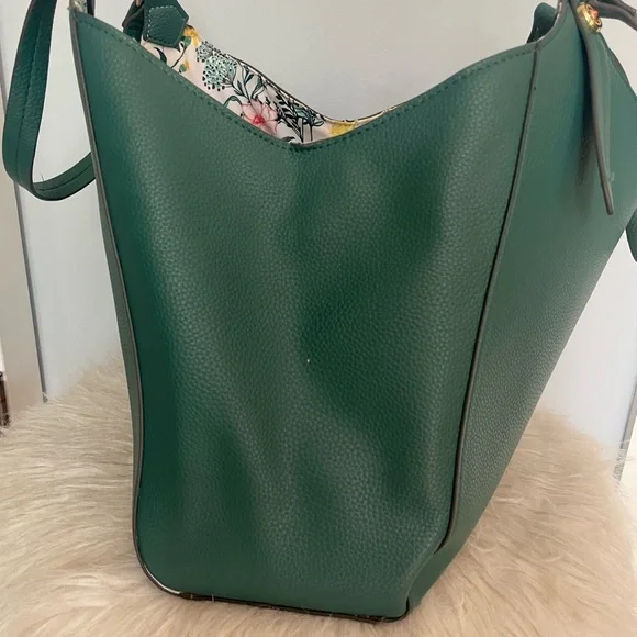 Nanette Lepore Pebbled Faux Leather Green Shoulder Bag - Picture 3 of 8